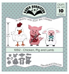 Stanzschablone Chicken, Pig and Lamb - Karen Burniston